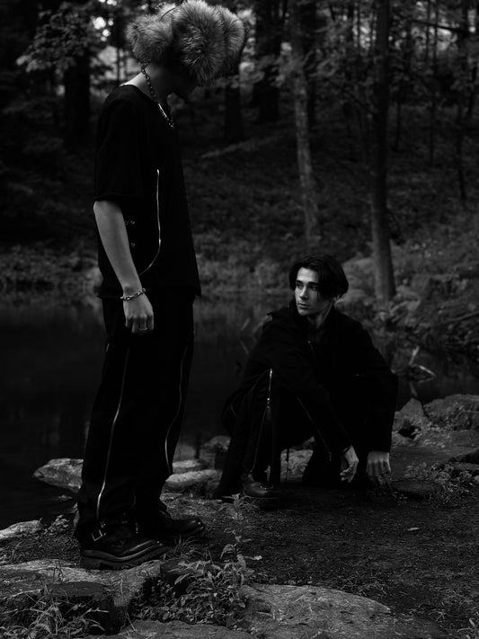 Black Zip-up T-shirt