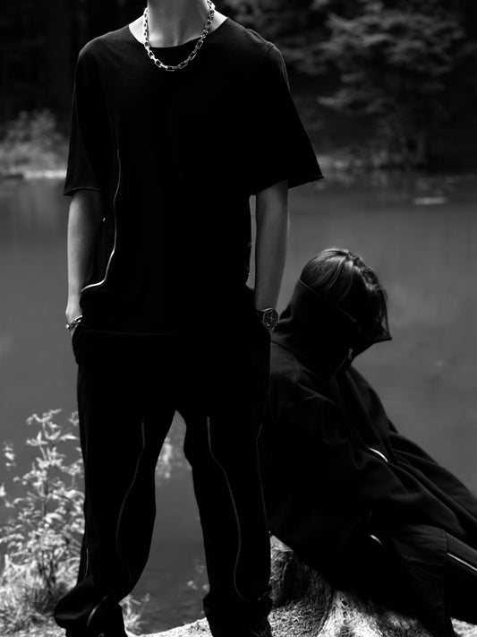 Black Zip-up T-shirt